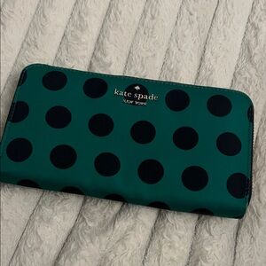 Kate Spade Teal and Black Polka Dot Wallet